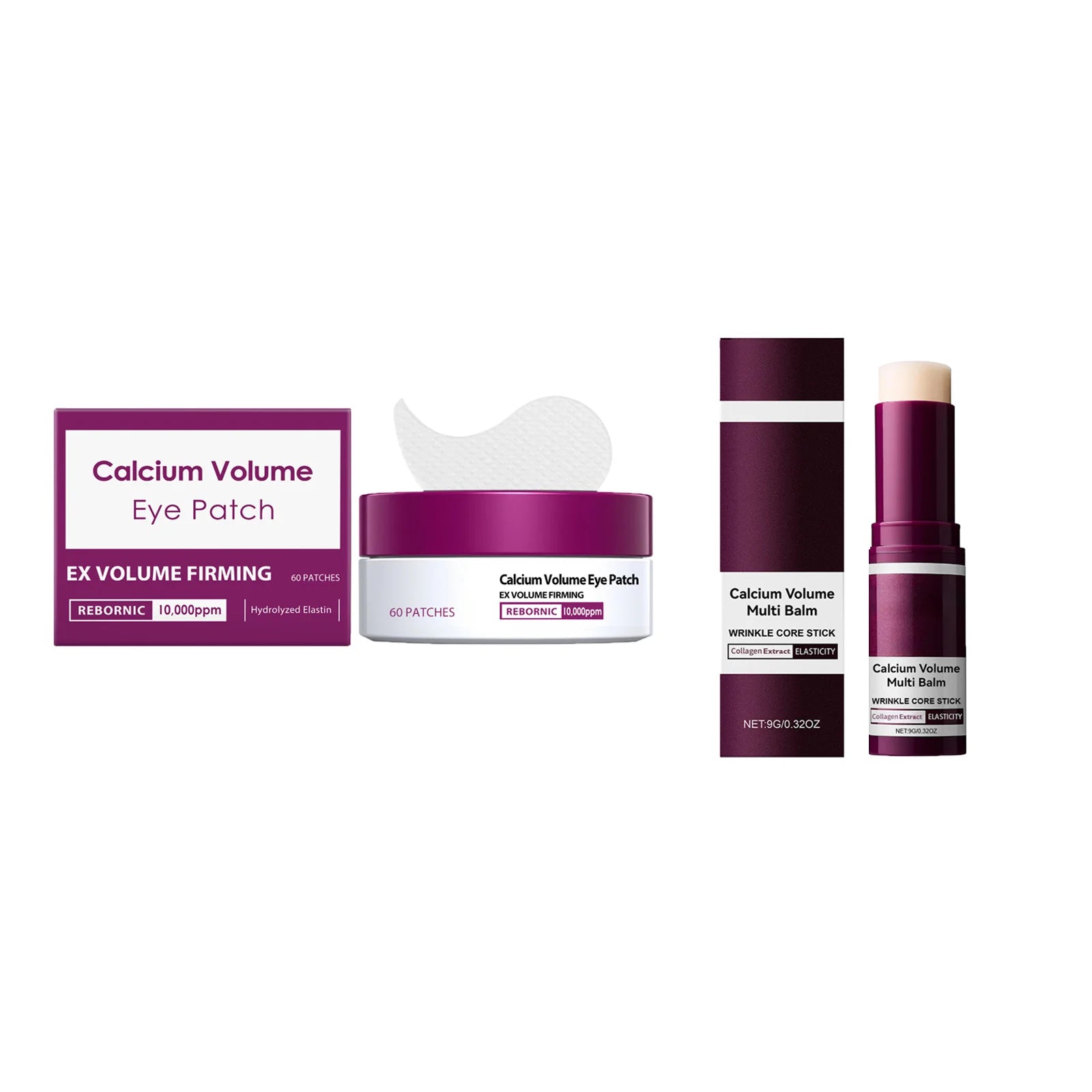 Calcium Anti-Aging Skincare Set — Facial Serum, Eye Patches & Multi Balm