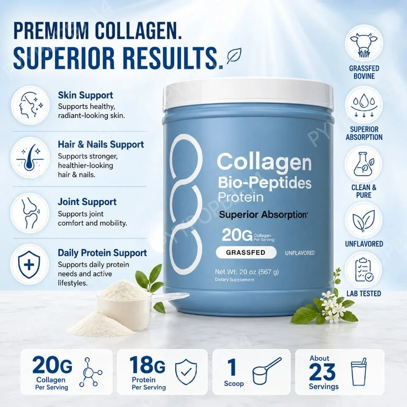 Collagen Bio Peptides Protein Powder — 20g Collagen & 18g Protein Per Serving