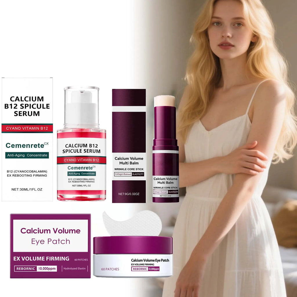 Calcium Anti-Aging Skincare Set — Facial Serum, Eye Patches & Multi Balm