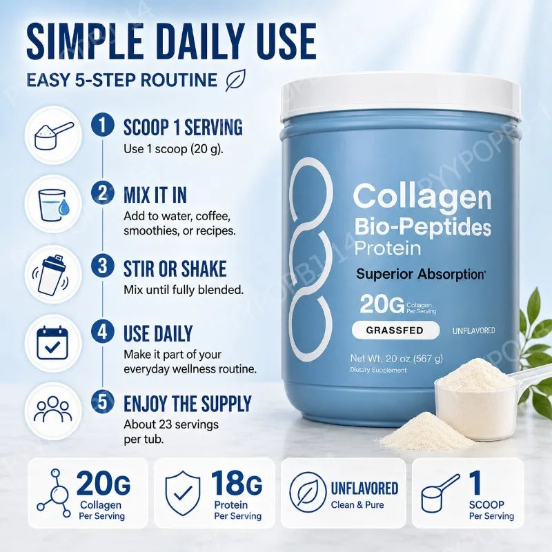 Collagen Bio Peptides Protein Powder — 20g Collagen & 18g Protein Per Serving